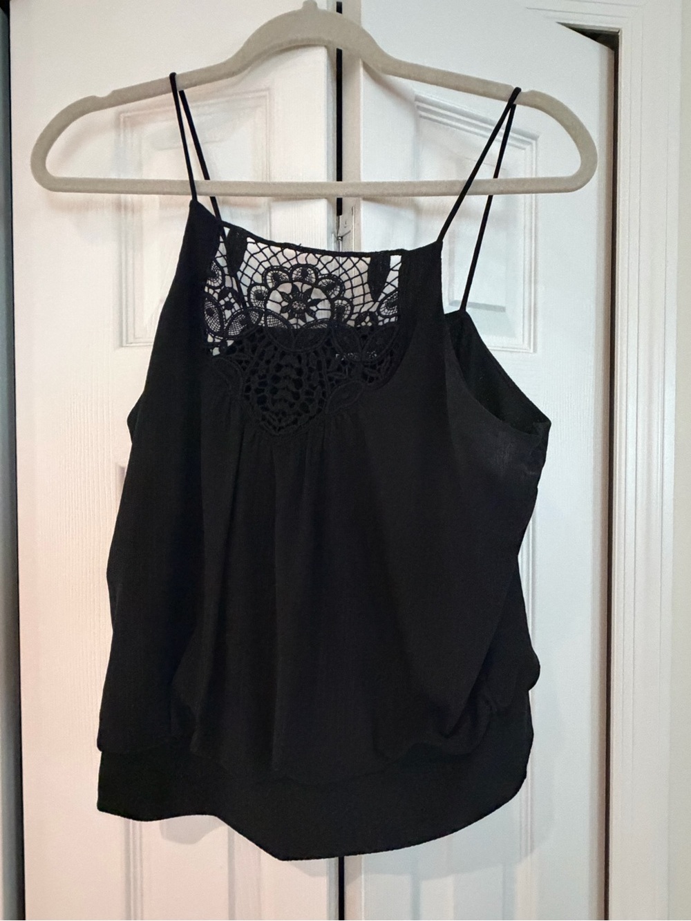 Express Black Crochet-Yoke Camisole